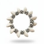 Elegant White Bead & Silver Floral Stretch Bracelet | Ethnic & Western Wear Accessory