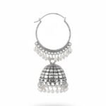 Oxidised Silver Hoop Jhumka Earrings with Pearl Detailing | Ethnic & Festive Wear Jewellery
