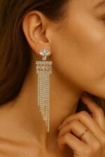 Luxury Long Crystal Tassel Earrings – Statement Wedding & Party Jewellery | ADRI TRIBE - Image 4