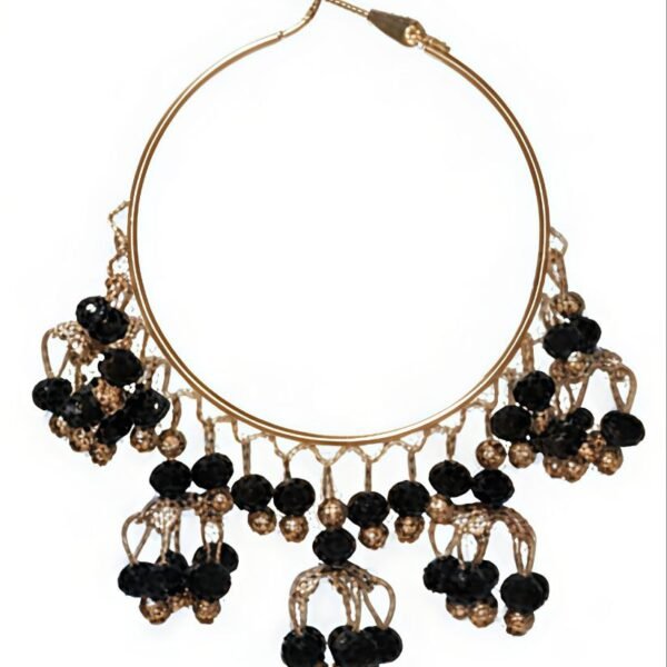 Golden Hoop Jhumka Earrings with Black Beads | Traditional & Party Wear by ADRI TRIBE