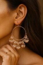 Golden Hoop Jhumka Earrings with Crystal Beads | Festive & Ethnic Wear by ADRI TRIBE - Image 4