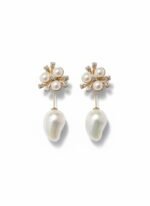 Floral Pearl Drop Earrings | Elegant Bridal & Party Wear by ADRI TRIBE