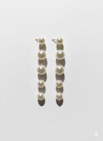 Golden Long Layered Pearl Drop Earrings | Elegant Statement Earrings by ADRI TRIBE