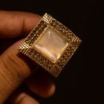 Antique Gold Square Statement Ring with Stone Detailing | Adjustable Free Size | ADRI TRIBE