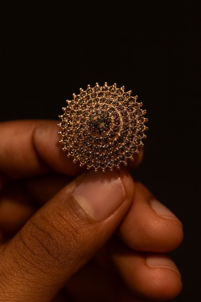 photo_2025-10-04_16-34-56 Antique Gold Round Stone-Studded Statement Ring for Women | Adjustable Free Size | Ethnic & Party Jewellery | ADRI TRIBE - Image 1