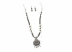 Oxidised German Silver Tribal Pendant Necklace Set with Cowrie Shell Beads | Ethnic Boho Jewellery for Women | ADRI TRIBE - Image 3