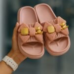 Trendy Bow & Teddy Design Pink Slides for Women & Girls | Cute Daily Wear – ADRI TRIBE