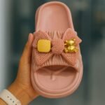 Trendy Bow & Teddy Design Pink Slides for Women & Girls | Cute Daily Wear – ADRI TRIBE - Image 2