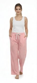 Pink Embroidered Cotton Palazzo Pajama for Women & Girls | Stylish & Comfy | ADRI TRIBE - Image 3