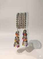 Oxidised Silver Bangle with Multicolor Latkan | Ethnic Bridal Kada Set for Women & Girls | ADRI TRIBE