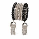 Oxidised Silver Black Beads Statement Bangle with Chain Tassels | Traditional Ethnic Jewellery | ADRI TRIBE