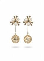 Pearl Floral Sphere Drop Earrings  ANTI TARNISH– ADRI TRIBE