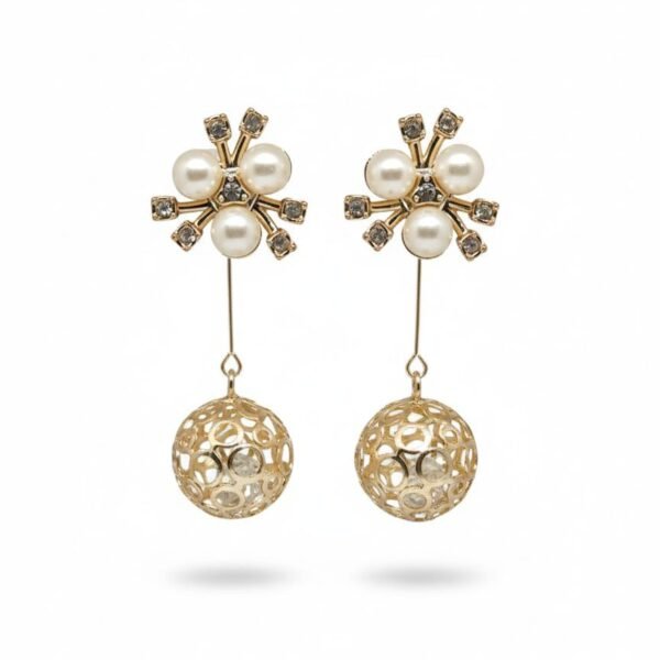 Pearl Floral Sphere Drop Earrings  ANTI TARNISH– ADRI TRIBE