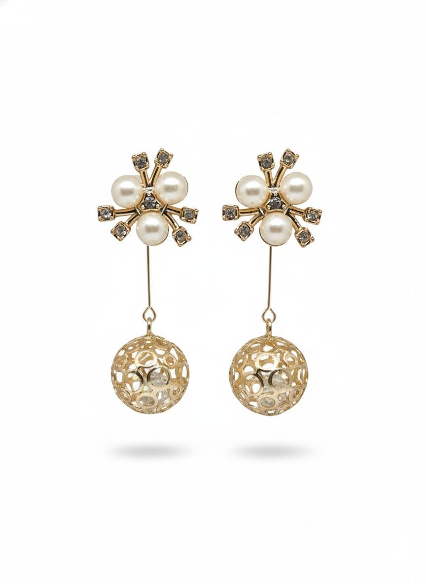 photo_3_2025-12-25_19-51-17 Pearl Floral Sphere Drop Earrings ANTI TARNISH– ADRI TRIBE - Image 1
