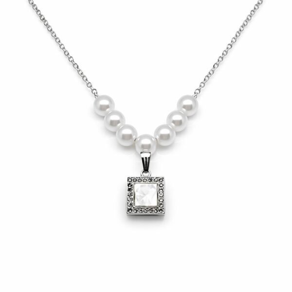 Adri Tribe Pearl Square Crystal Pendant Necklace