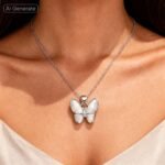 Adri Tribe Silver Butterfly Crystal Pendant Necklace - Image 4