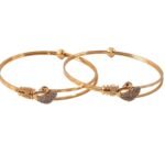 Swan Design Gold Plated Crystal Bangles for Women | Elegant Adjustable Bracelet Set (Pack of 2)