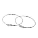 Silver Plated Textured Bangles for Women | Elegant Everyday Wear Bracelet Set (Pack of 2)