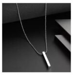 Minimalist Bar Pendant Necklace for Men & Women | Stainless Steel Geometric Pendant Chain - Image 2