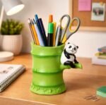 Cute Panda Bamboo Pen Stand | Desk Organizer & Stationery Holder for Home, Office & Study Table - Image 2