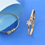 Floral Crystal Gold Plated Bangles for Women | Elegant Designer Bracelet Set (Pack of 2) - Image 3