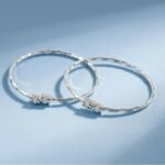 Silver Plated Textured Bangles for Women | Elegant Everyday Wear Bracelet Set (Pack of 2) - Image 3