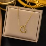 Minimalist Heart Pendant Necklace for Women | Gold Plated Elegant Love Heart Chain Necklace - Image 3