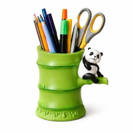 Cute Panda Bamboo Pen Stand | Desk Organizer & Stationery Holder for Home, Office & Study Table