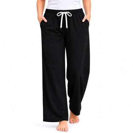 Black Embroidered Cotton Palazzo Pajama for Women & Girls | Stylish Bottom Wear | ADRI TRIBE