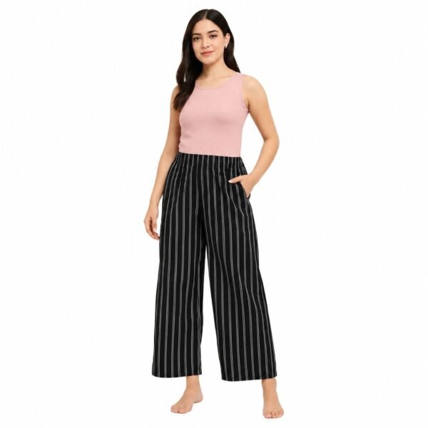 Black & White Striped Plazo Pants for Women | Casual & Daily Wear by AT