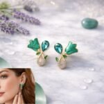 Elegant Blue Crystal Floral Stud Earrings for Women | Gold Plated Designer Party Wear Earrings - Image 4