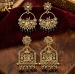 Combo Pack of 2 Traditional Antique Gold Ethnic Earrings for Women | Radha Krishna & Temple Design Statement Earrings - Image 4