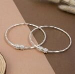 Silver Plated Textured Bangles for Women | Elegant Everyday Wear Bracelet Set (Pack of 2) - Image 4