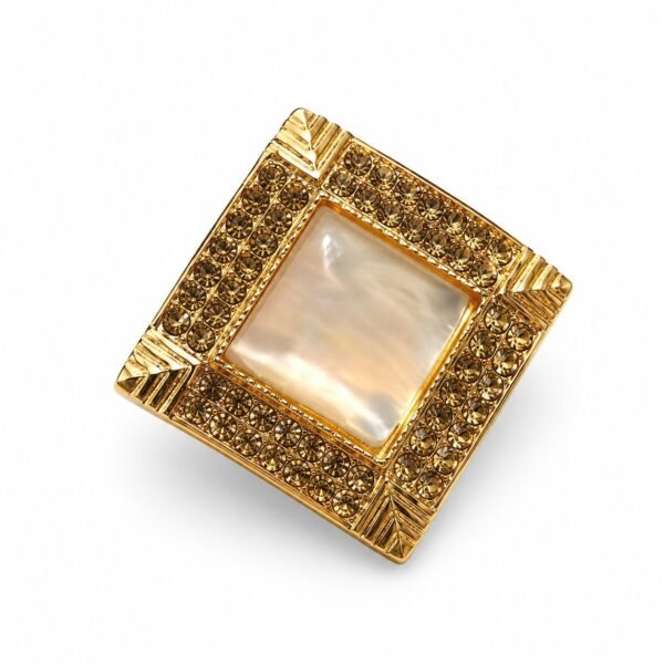 Antique Gold Square Statement Ring with Stone Detailing | Adjustable Free Size | ADRI TRIBE