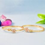 Floral Crystal Gold Plated Bangles for Women | Elegant Designer Bracelet Set (Pack of 2) - Image 5