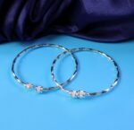 Silver Plated Textured Bangles for Women | Elegant Everyday Wear Bracelet Set (Pack of 2) - Image 5