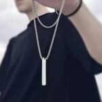 Minimalist Bar Pendant Necklace for Men & Women | Stainless Steel Geometric Pendant Chain - Image 5