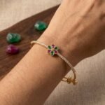 Floral Crystal Adjustable Bangles for Women | Gold Plated Designer Bracelet Set (Pack of 2) - Image 6