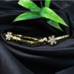 Floral Crystal Gold Plated Bangles for Women | Elegant Designer Bracelet Set (Pack of 2) - Image 6